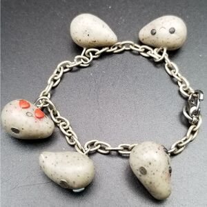 Speckled agate stone robins egg bracelet. B337